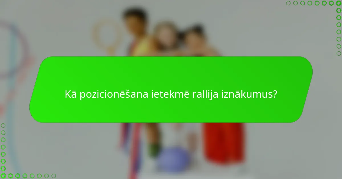 Kā pozicionēšana ietekmē rallija iznākumus?