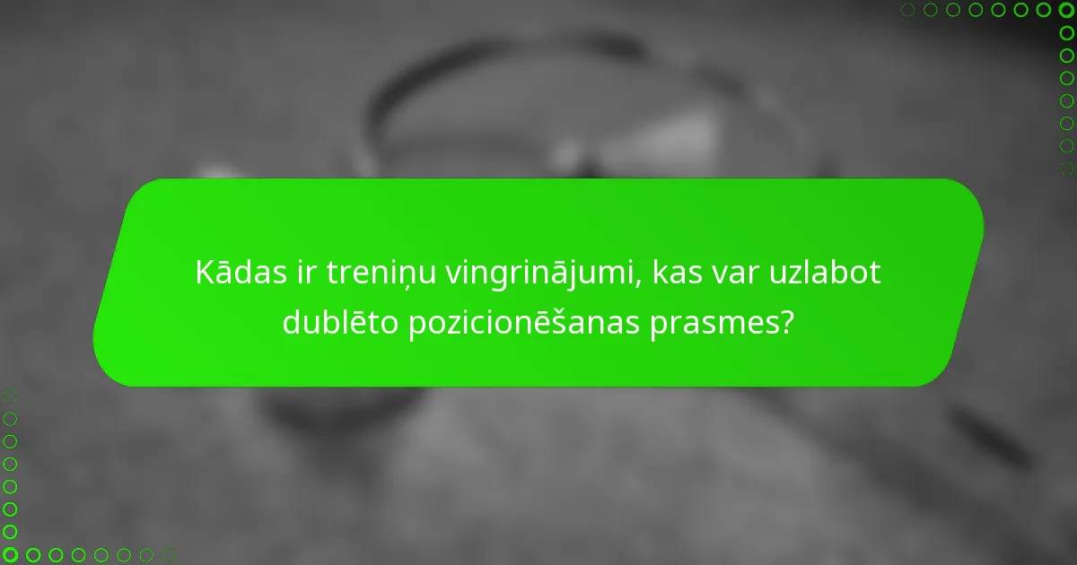 Kādas ir treniņu vingrinājumi, kas var uzlabot dublēto pozicionēšanas prasmes?