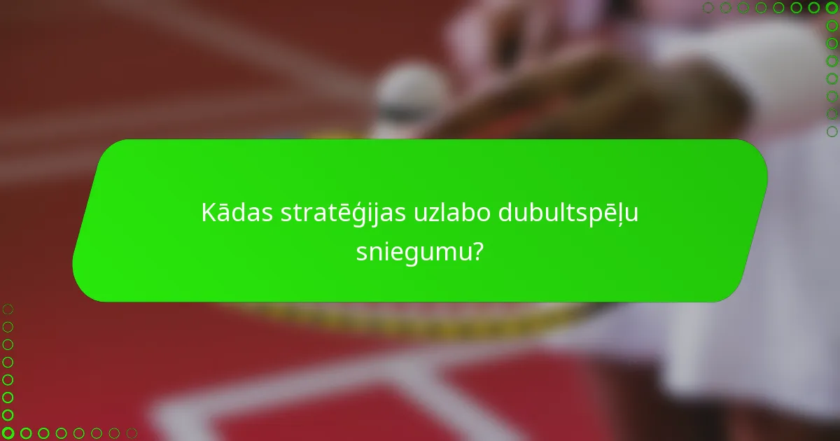 Kādas stratēģijas uzlabo dubultspēļu sniegumu?