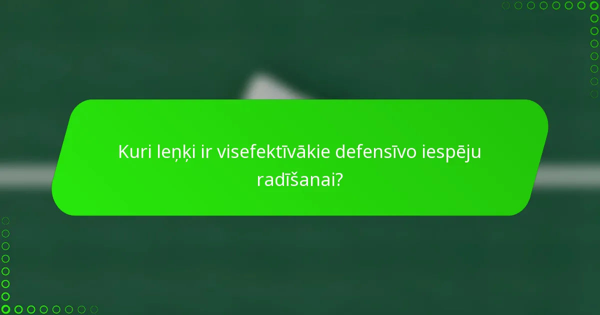Kuri leņķi ir visefektīvākie defensīvo iespēju radīšanai?
